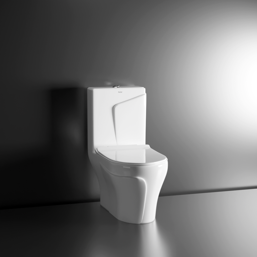 Vox One-Piece Rimless S-Trap Siphonic Western Toilet / Commode (White) - by Ruhe