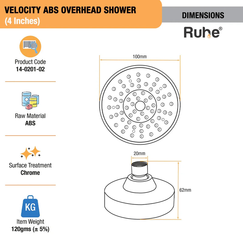 Velocity ABS Overhead Shower (4 Inches)