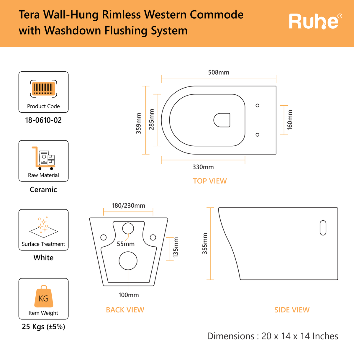 Tera Wall-Hung Western Commode