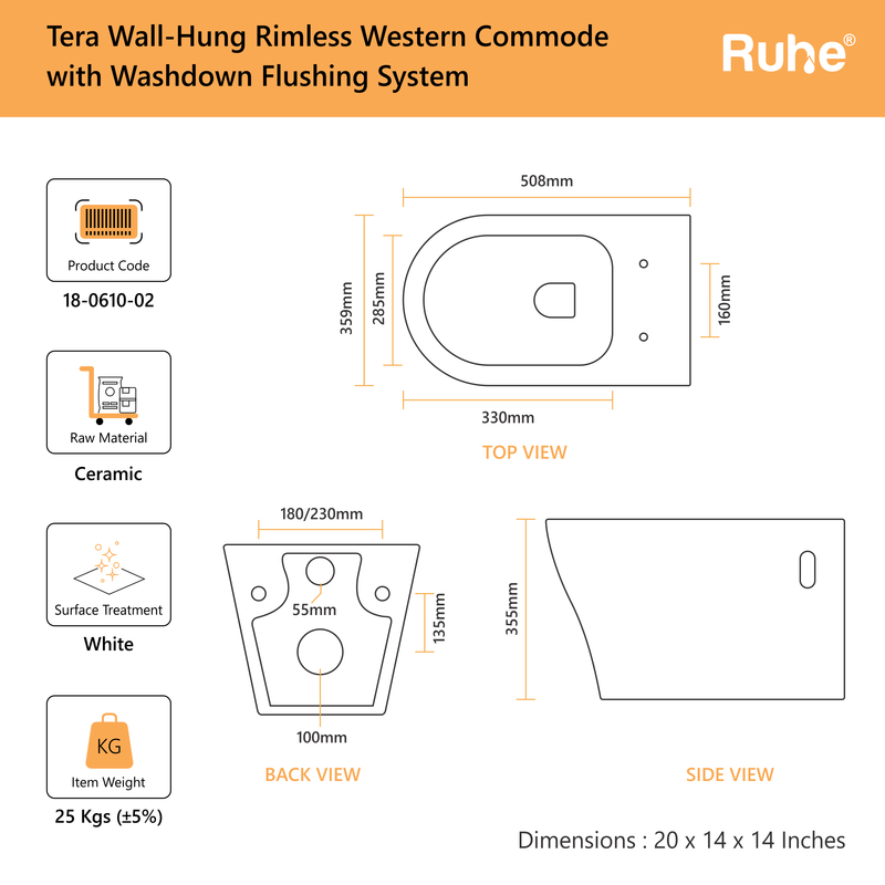 Tera Wall-Hung Western Commode