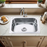 Square Single Bowl 304-Grade Kitchen Sink (22  x 18 x 8 inches) – by Ruhe