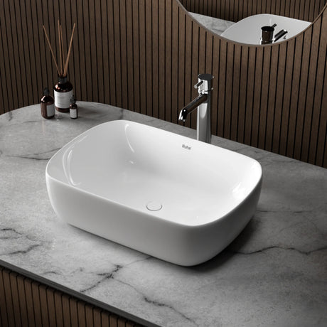 White Norma Table Top Wash Basin (Lifestyle)