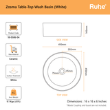 Zosma Table-Top Wash Basin (dimensions)