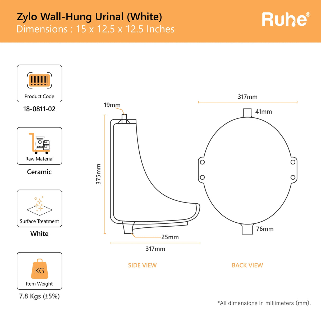 Zylo Wall-Hung Urinal