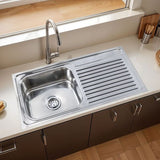 Square Single Bowl with Drainboard 304-grade (37 x 18 x 8 inches) Kitchen Sink - by Ruhe