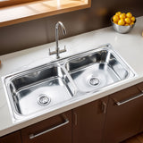 Square Double Bowl (45 x 20 x 9 inches) Kitchen Sink - by Ruhe