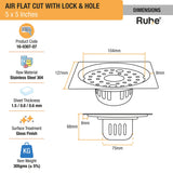 Air Flat Cut Floor Drain with Lock & Cockroach Trap