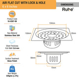 Air Flat Cut Floor Drain with Lock & Cockroach Trap