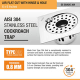 Air Flat Cut Floor Drain with Hinge & Cockroach Trap