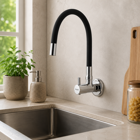 Kara Wall Mount Kitchen Sink Tap with Coloured Flexible Silicone Spout