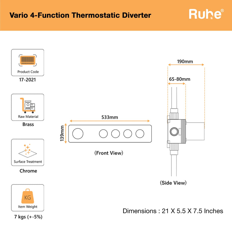 Vario 4-Function Thermostatic Diverter Set