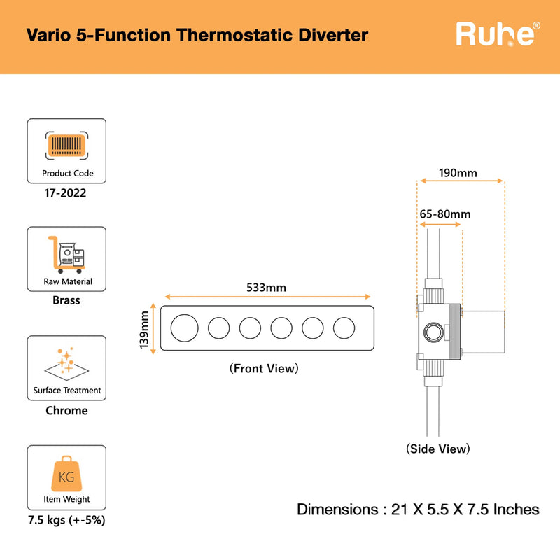 Vario 5-Function Thermostatic Diverter Set