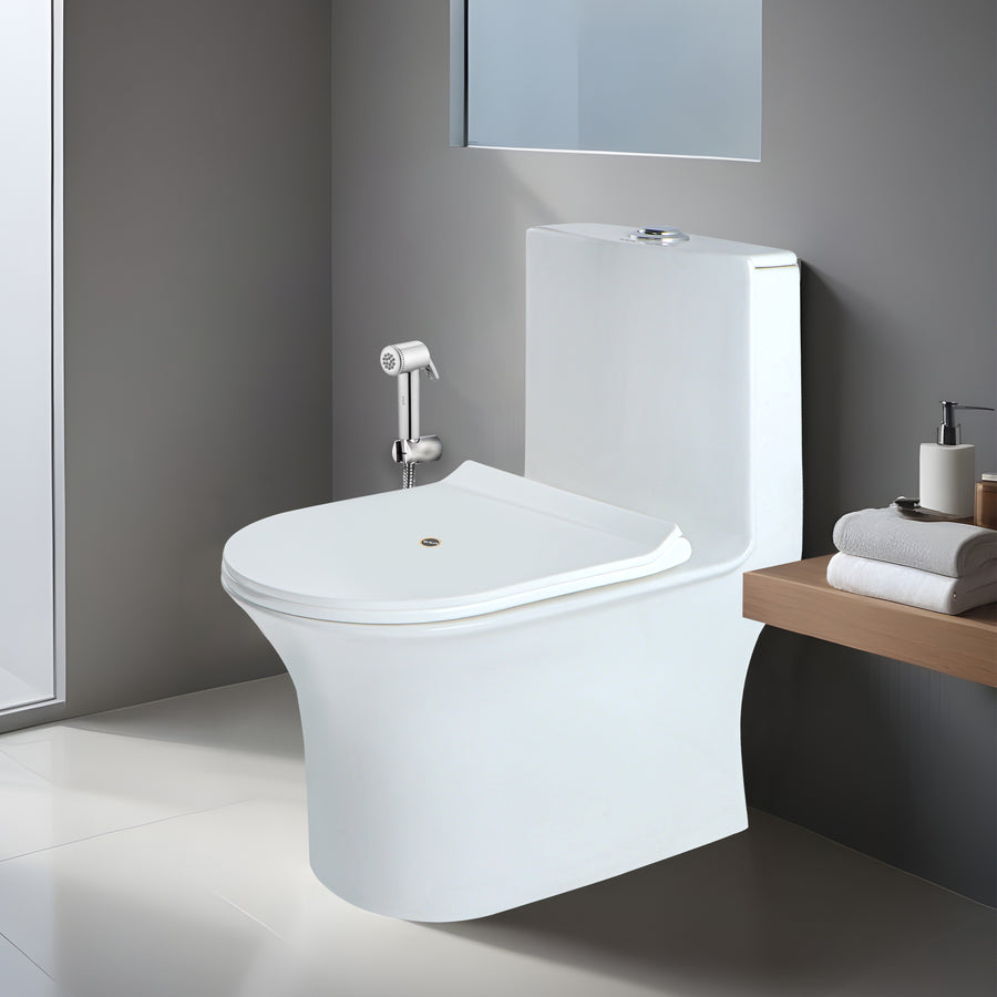 Dune OnePiece Rimless PTrap Western Toilet / Commode (White) by Ru
