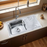 Square Single Bowl with Drainboard 304-grade (32 x 18 x 8 inches) Kitchen Sink - by Ruhe