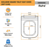 Exclusive Square Soft Close Toilet Seat Cover (White) -  by Ruhe®