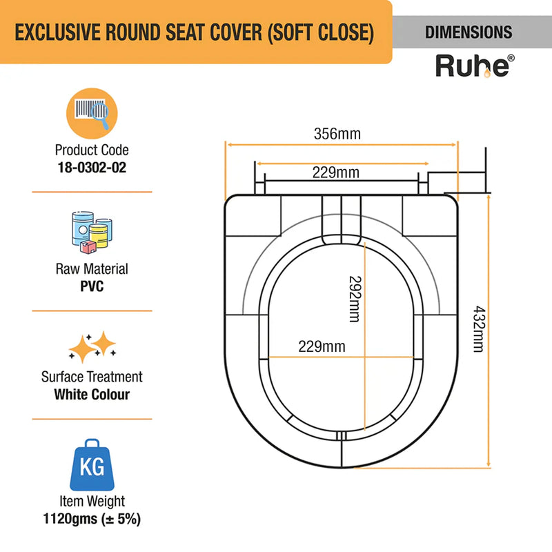 Round Toilet Seat Cover (Soft Close)