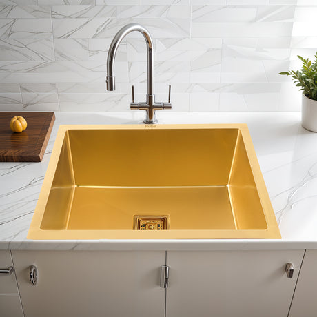 Yellow Gold Handmade Single Bowl Kitchen Sink  (24 x 18 x 10 Inches)