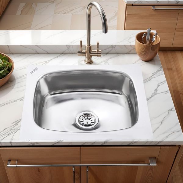 Oval Single Bowl (21 x 18 x 8 inches) Kitchen Sink - by Ruhe