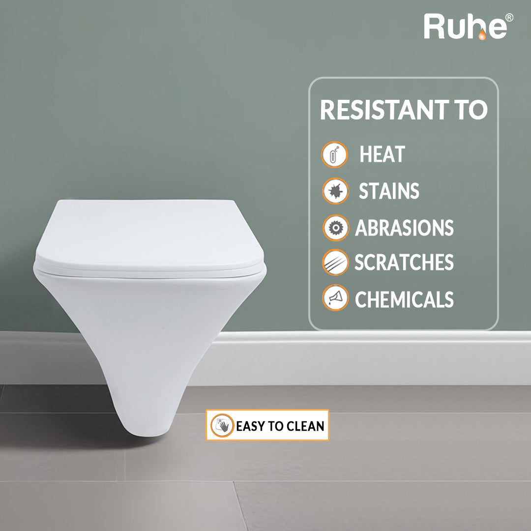 Luna Wall-Hung Rimless P-Trap Western Toilet / Commode (White) - by Ruhe