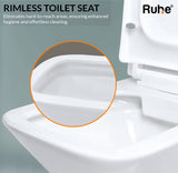 Luna Wall-Hung Rimless P-Trap Western Toilet / Commode (White) - by Ruhe