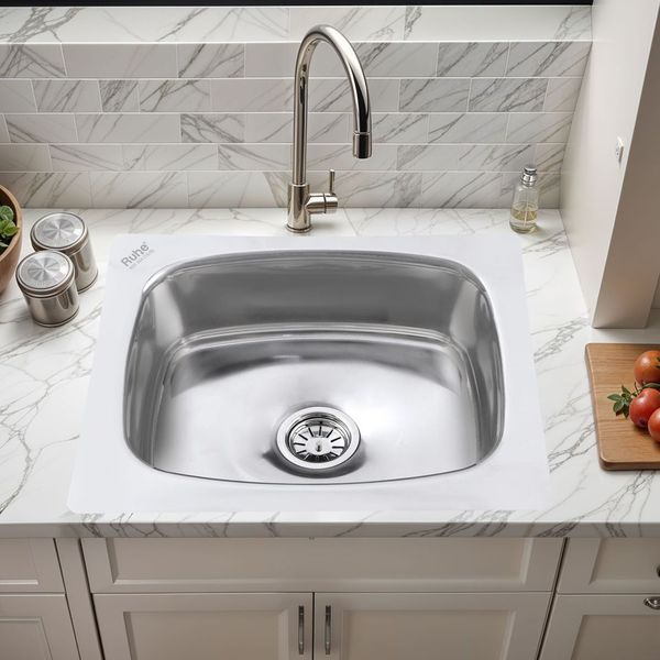 Oval Single Bowl 304-Grade Kitchen Sink (21 x 18 x 8 inches)– by Ruhe