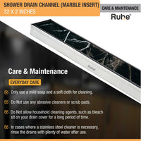 Marble-Insert 304-Grade Shower Drain Channel (2 Inches)