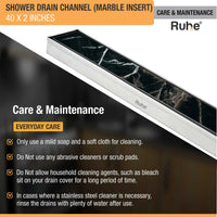 Marble-Insert 304-Grade Shower Drain Channel (2 Inches)
