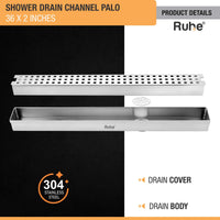 Palo 304-Grade Shower Drain Channel (2 Inches)
