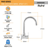 Pavo Wall Mount Kitchen Sink Tap with Swivel Spout