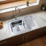 Square Single Bowl with Drainboard 304-grade (32 x 20 x 8 inches) Kitchen Sink - by Ruhe