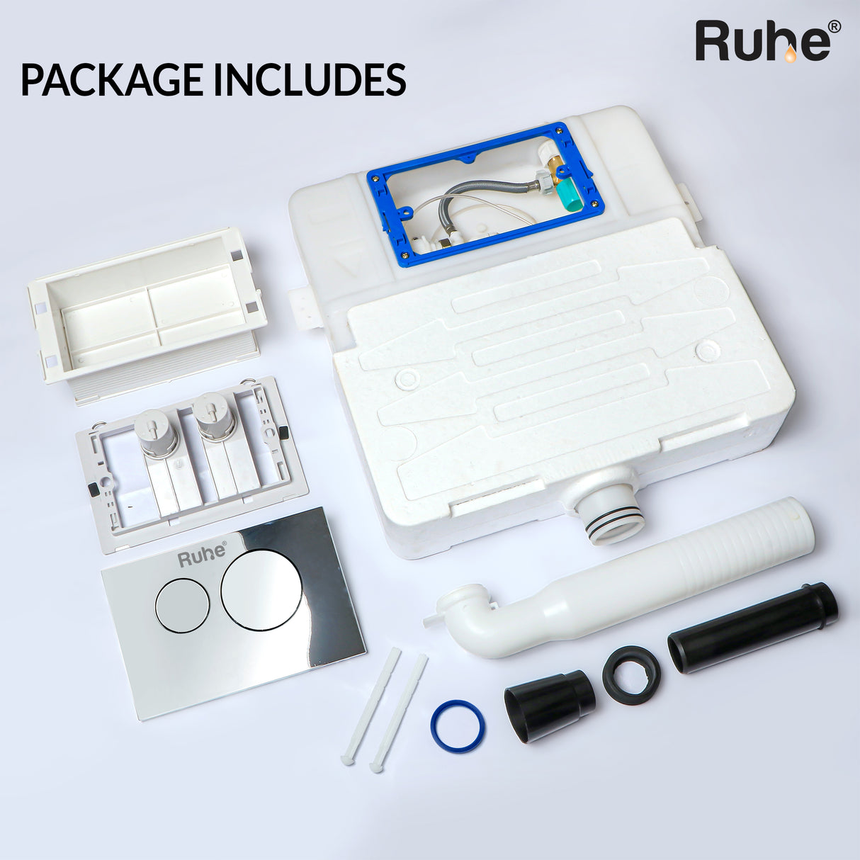 Pneumatic Concealed Cistern for Wall-hung Western Toilets (Flush Tank) - by Ruhe