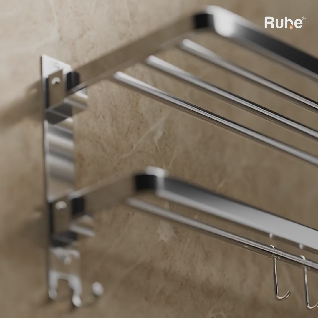 Dual Foldable 304-Grade Towel Rack (24 Inches)