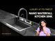 Nano Black 304-Grade Kitchen Sink with Integrated Waterfall, Pull-Out & RO Faucet (30 x 18 x 9 Inches) - by Ruhe