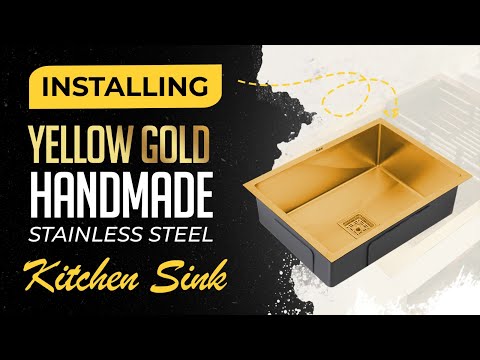 Installation Video Yellow Gold Handmade Single Bowl Premium Stainless Steel Kitchen Sink ( 24 x 18 x 10 Inches)