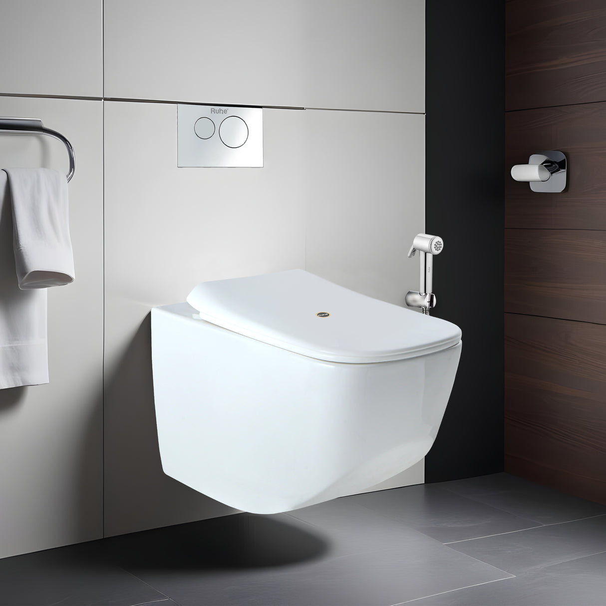 Risa Wall-Hung Rimless P-Trap Western Toilet / Commode (White) - by Ruhe