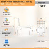 Scala One-Piece P-Trap Western Toilet / Commode (White) - by Ruhe