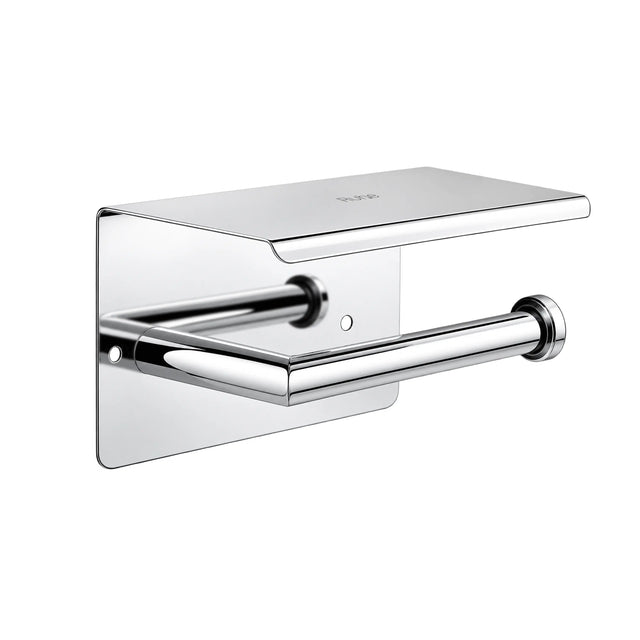 Ruhe Stark 304-Grade toilet paper holder with shelf in Mirror Steel finish