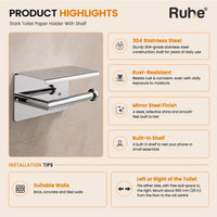 Stark features: mirror-polished 304-Grade steel, self-healing chromium shield, one-piece folded body, 304-Grade steel, end to end