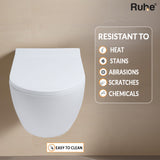 Summer Wall-Hung Rimless P-Trap Tornado Western Toilet / Commode (White) - by Ruhe