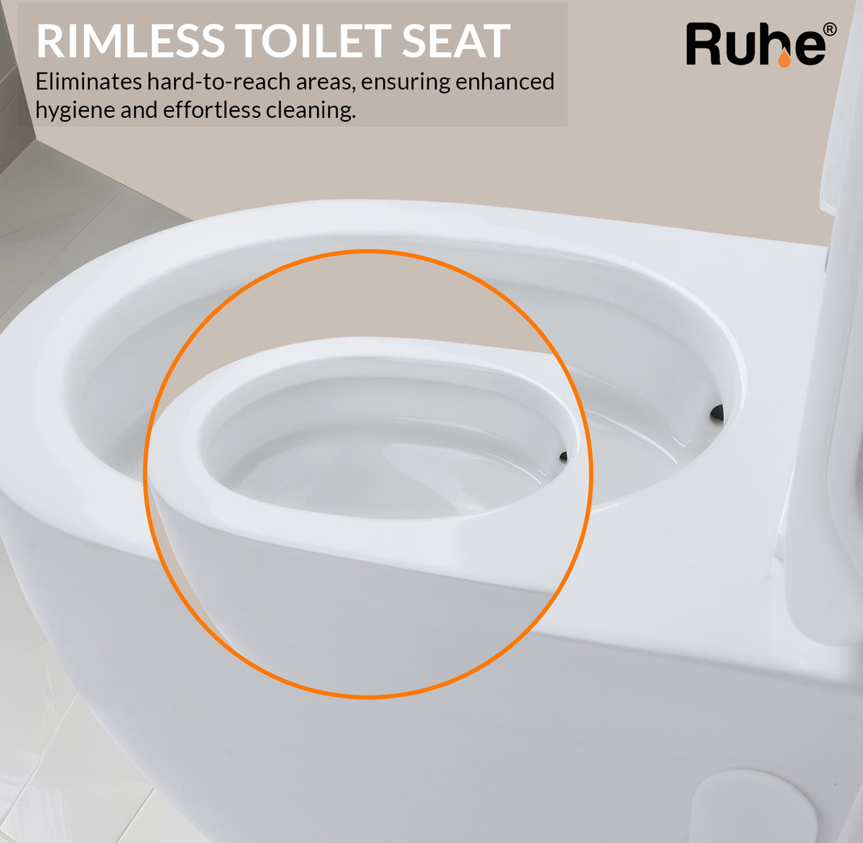 Summer Wall-Hung Rimless P-Trap Tornado Western Toilet / Commode (White) - by Ruhe