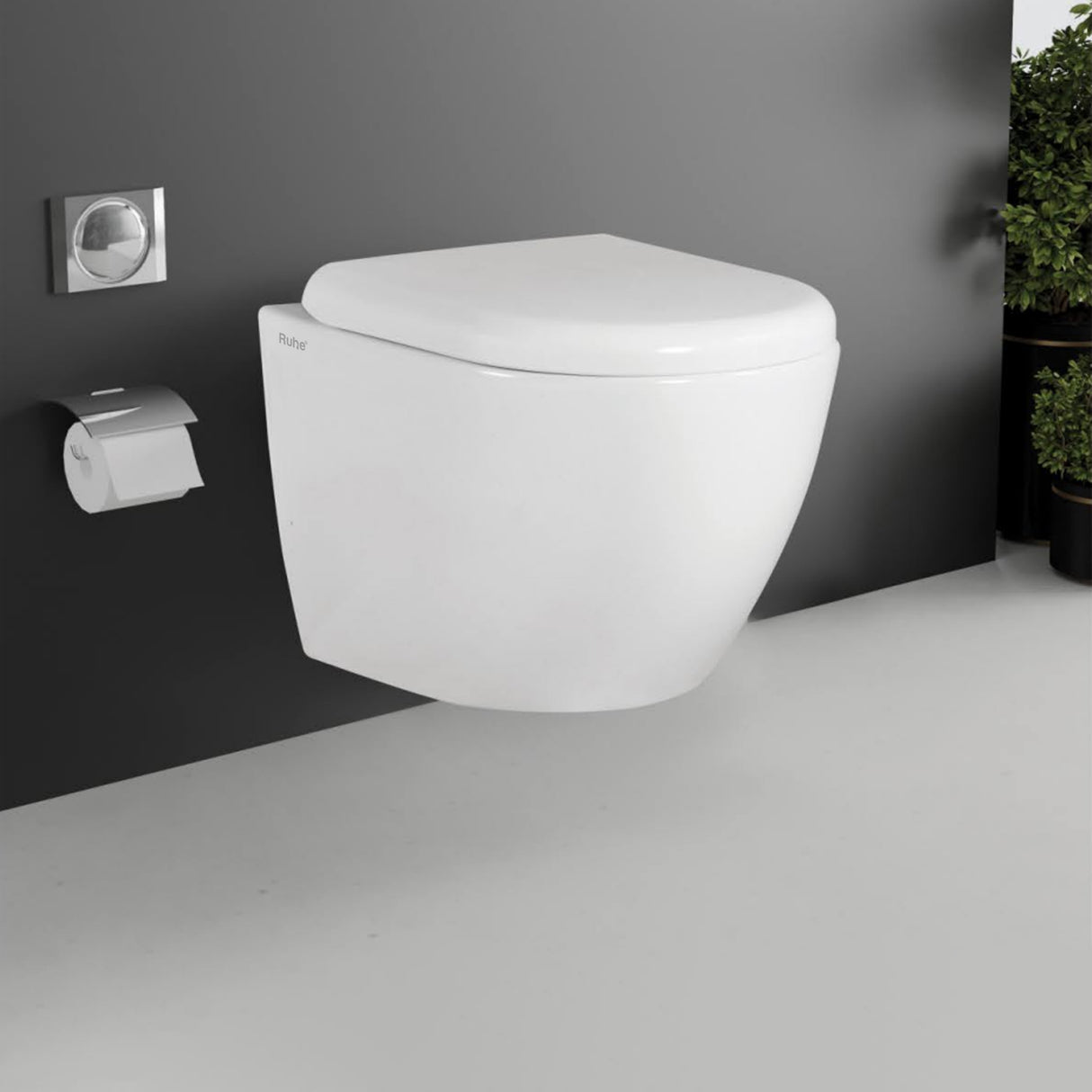 Summer Wall-Hung Rimless P-Trap Tornado Western Toilet / Commode (White) - by Ruhe