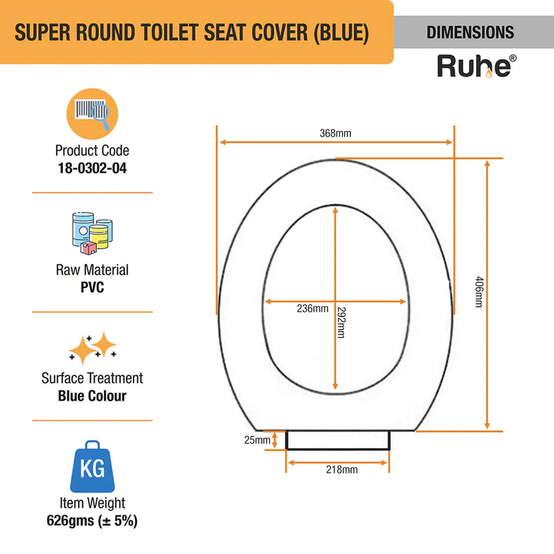 Super Round Toilet Seat Cover (Blue) - by Ruhe
