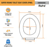 Super Round Toilet Seat Cover (Pink) - by Ruhe®