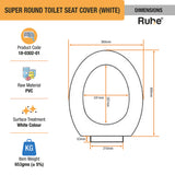 Super Round Toilet Seat Cover (White) - by Ruhe®