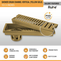 Vertical 304-Grade Shower Drain Channel (4 Inches)