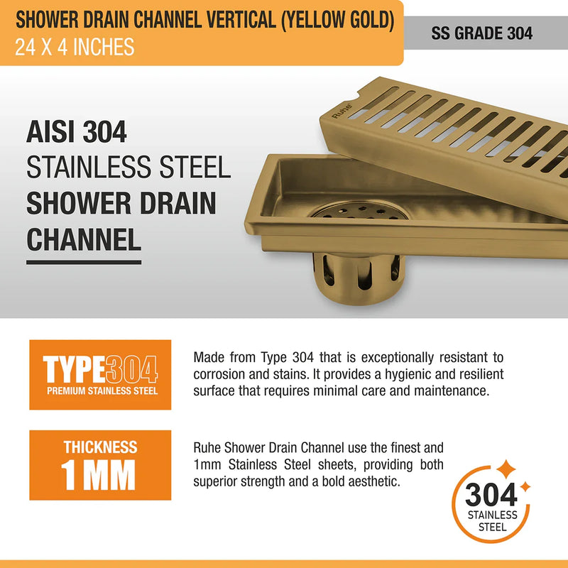 Vertical Shower Drain Channel (4 Inches)