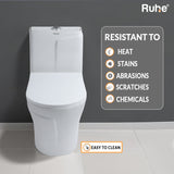 Vox One-Piece Rimless S-Trap Siphonic Western Toilet / Commode (White) - by Ruhe