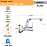 Eclipse Sink Mixer with Small (7 inches) Round Swivel Spout Faucet dimensions and size