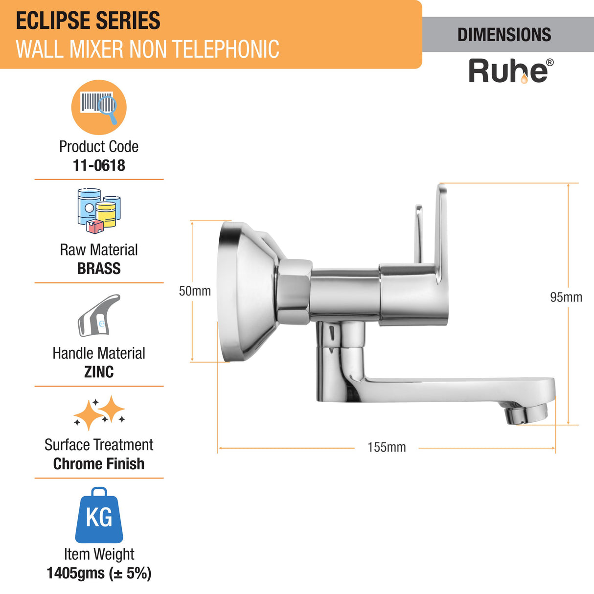 Eclipse Wall Mixer Tap - by Ruhe®