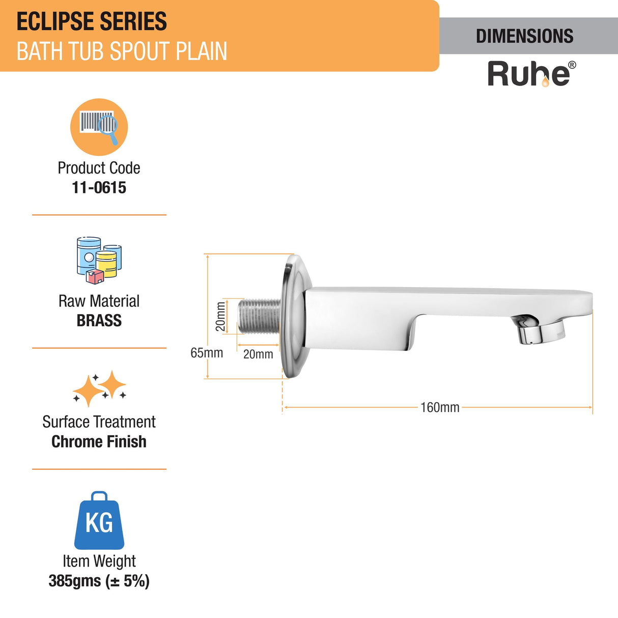 Eclipse Plain Bathtub Tap (Only Spout) - by Ruhe